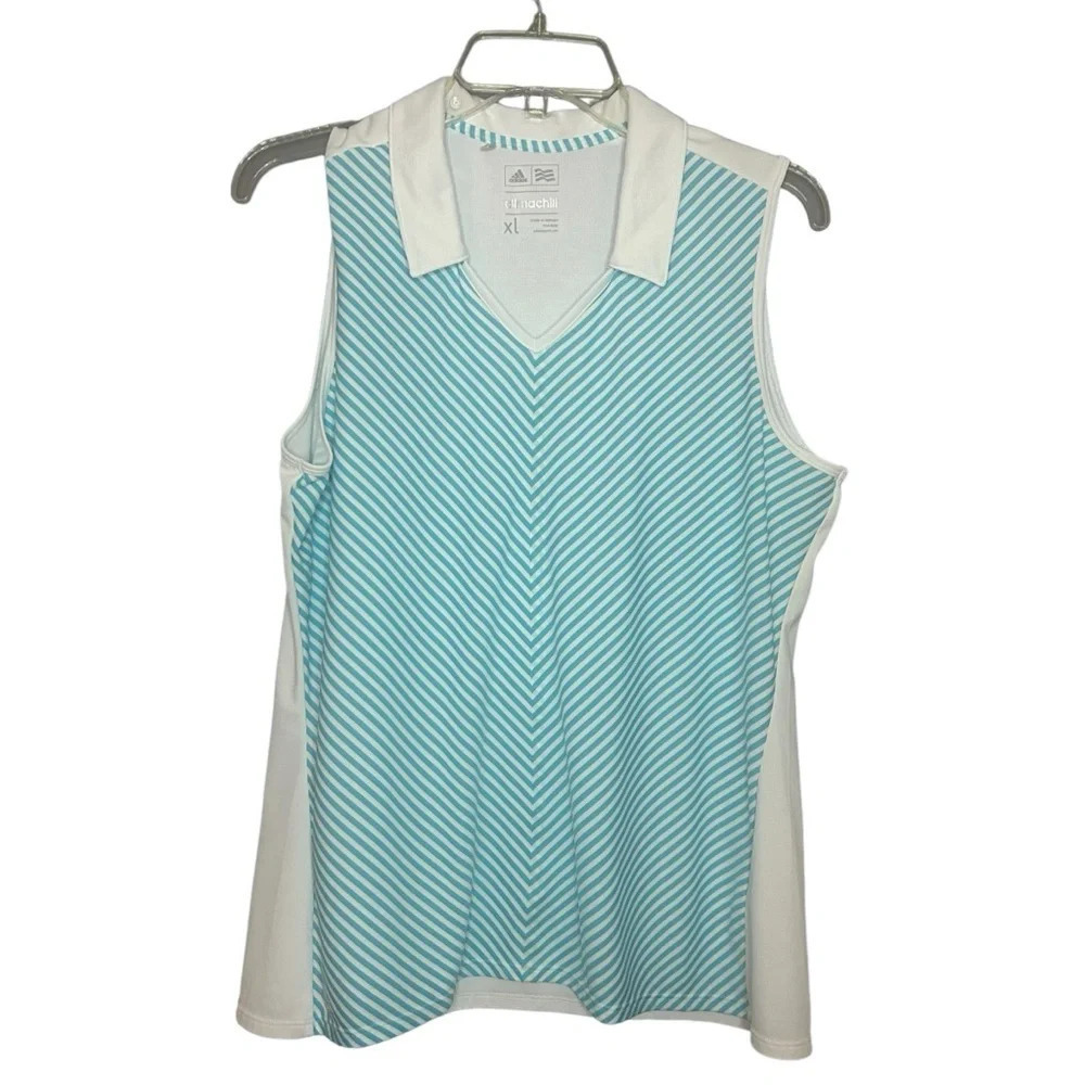 Adidas ClimaChill Sleeveless Golf Polo Tank Top XL Blue White